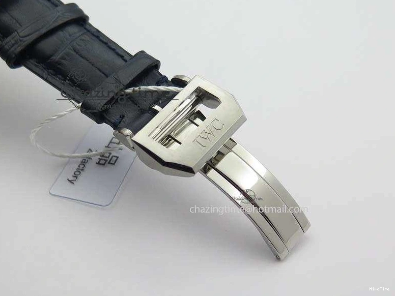 MIROTIME 0715 UrbanStyle Portuguese IW371446 ZF 1:1 Best Edition SS White Dial Blue Markers On Blue Leather Strap  A79350 V 7270